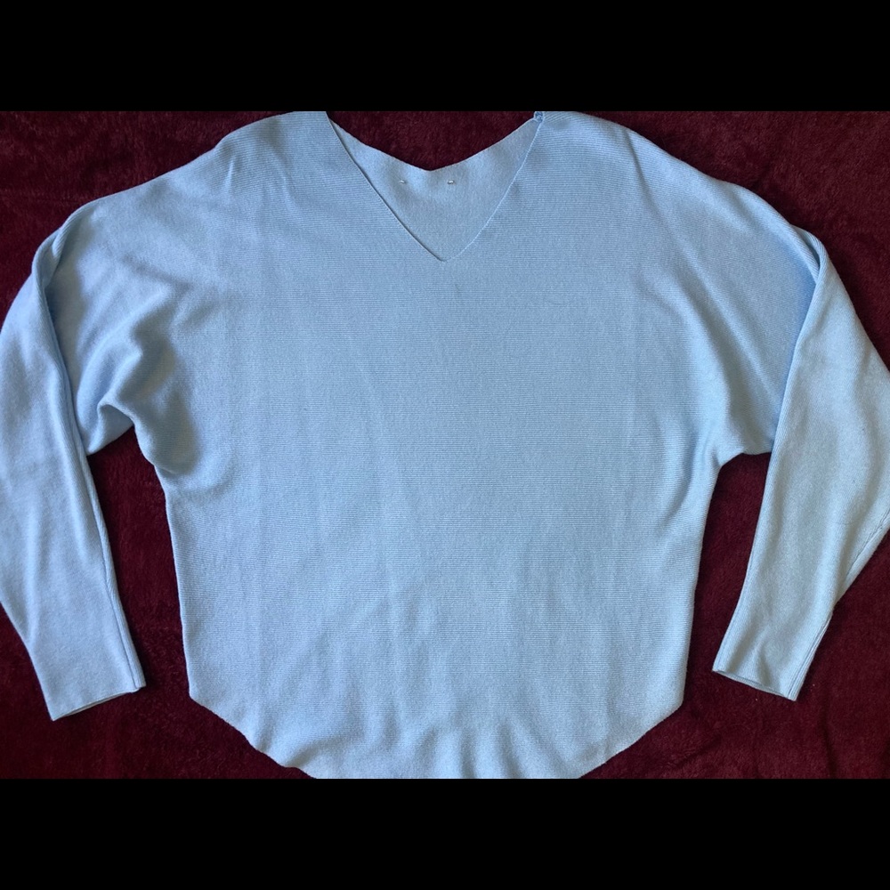 Baby Blue Batwing Long Sleeve Top